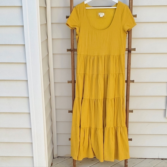 Anthropologie Maeve Tiered Maxi Yellow Dress Size L - Picture 3 of 7